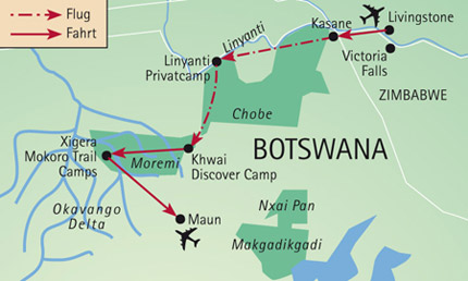 Große Botswana Safari - Route